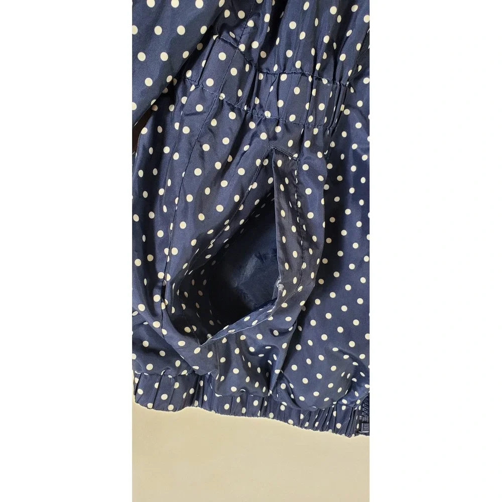 GapKids Girls Navy Blue Polka Dot Hooded Windbreaker Jacket XL 12